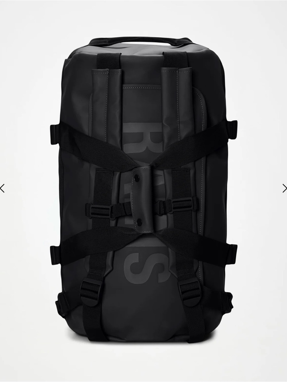 RAINS Waterproof Duffel Bag Black Weekend Travel Gym Carry-On